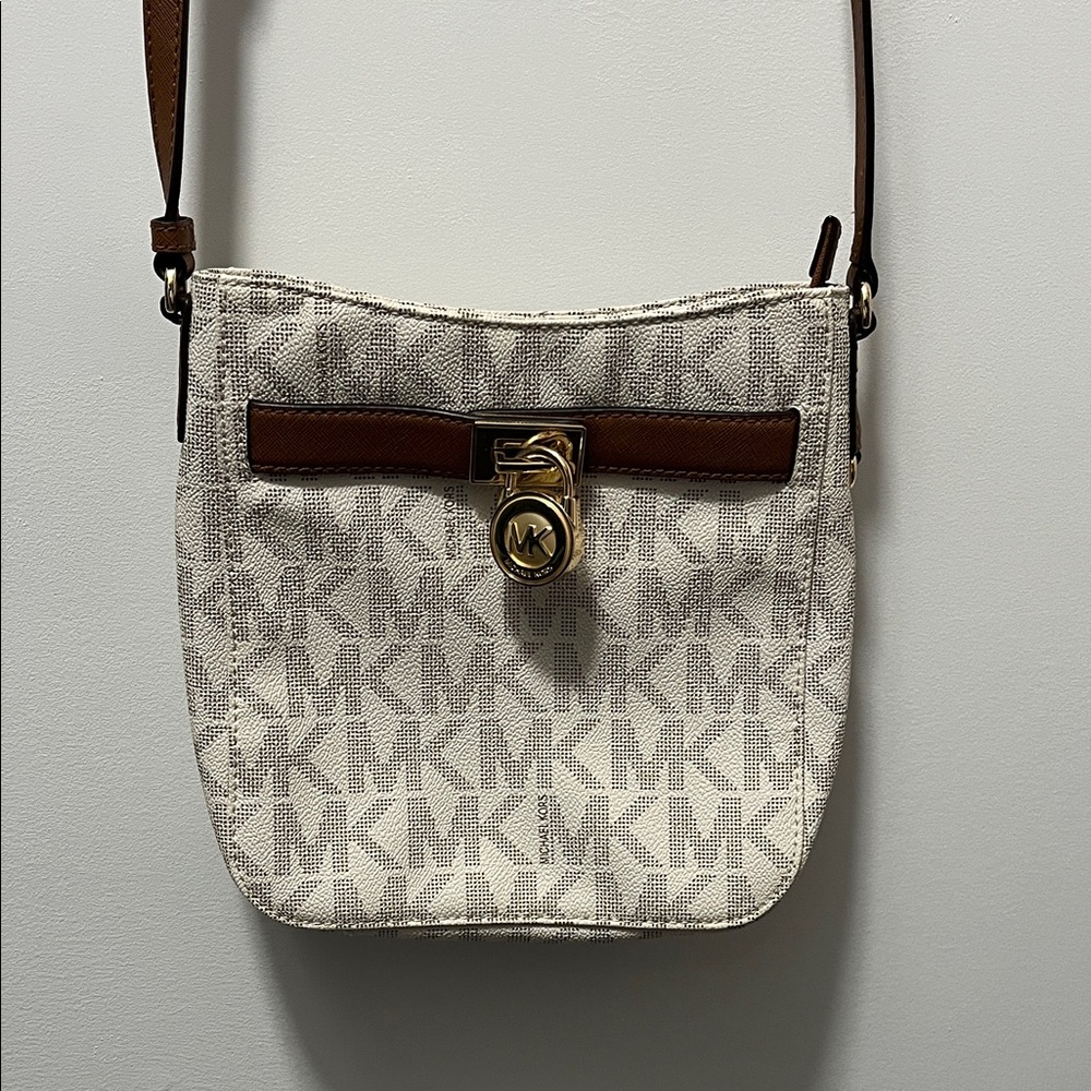 Michael Kors Cream and Brown Crossbody Bag